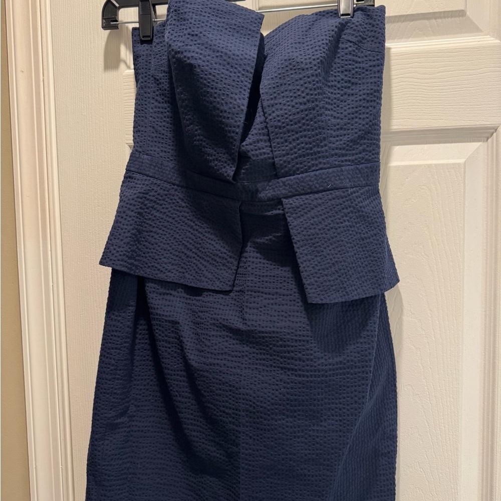 Banana Republic Strapless Textured Dress in Deep Blue